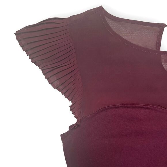 Express Ruffle Shoulder Sheer Top Sweetheart Neckline T Shirt - Picture 8 of 10